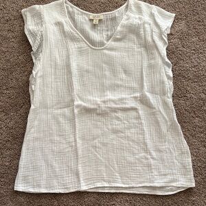 💜 3 for $10 Style & Co. White Ribbed Cap Sleeve Blouse